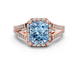 Rose gold Fancy Blue Radiant  Halo Split Shank Pave Diamond Ring with Four-Prong Setting_61