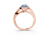 Rose gold Fancy Blue Radiant  Halo Split Shank Pave Diamond Ring with Four-Prong Setting_64