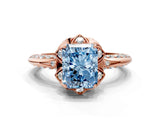 Rose gold Fancy Blue Radiant  Halo Split Shank Pave Diamond Ring with Petal Prong Setting_20