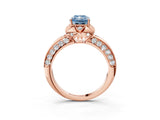 Rose gold Fancy Blue Radiant  Halo Split Shank Pave Diamond Ring with Petal Prong Setting_23