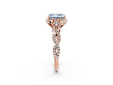 Rose gold Fancy Blue Radiant  Halo Twist Band Solitaire Ring with Six-Prong Setting_5