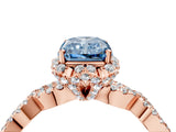 Rose gold Fancy Blue Radiant  Halo Twist Band Solitaire Ring with Six-Prong Setting_7