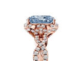 Rose gold Fancy Blue Radiant  Halo Twist Band Solitaire Ring with Six-Prong Setting_8
