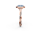 Rose gold Fancy Blue Radiant  Halo Twist Band Solitaire Ring_58