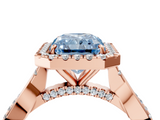 Rose gold Fancy Blue Radiant  Halo Twist Band Solitaire Ring_60