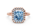 Rose gold Fancy Blue Radiant  Halo Twisted Band Four-Prong Diamond Ring_20