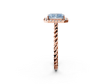 Rose gold Fancy Blue Radiant  Halo Twisted Band Four-Prong Diamond Ring_22