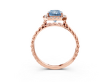 Rose gold Fancy Blue Radiant  Halo Twisted Band Four-Prong Diamond Ring_23