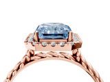 Rose gold Fancy Blue Radiant  Halo Twisted Band Four-Prong Diamond Ring_24