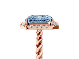 Rose gold Fancy Blue Radiant  Halo Twisted Band Four-Prong Diamond Ring_25