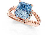 Rose gold Fancy Blue Radiant  Halo Twisted Band Four-Prong Ring_34