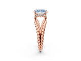 Rose gold Fancy Blue Radiant  Halo Twisted Band Four-Prong Ring_35