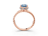 Rose gold Fancy Blue Radiant  Halo Twisted Band Four-Prong Ring_36