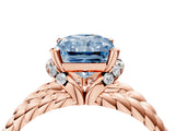 Rose gold Fancy Blue Radiant  Halo Twisted Band Four-Prong Ring_37