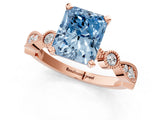 Rose gold Fancy Blue Radiant  Milgrain Bezel Diamond Engagement Ring with Solitaire Prong Setting_168