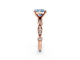 Rose gold Fancy Blue Radiant  Milgrain Bezel Diamond Engagement Ring with Solitaire Prong Setting_169