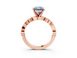 Rose gold Fancy Blue Radiant  Milgrain Bezel Diamond Engagement Ring with Solitaire Prong Setting_170