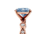 Rose gold Fancy Blue Radiant  Milgrain Bezel Diamond Engagement Ring with Solitaire Prong Setting_172