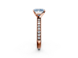 Rose gold Fancy Blue Radiant  Milgrain Pave Diamond Engagement Ring with Four-Prong Setting_149