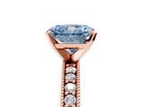 Rose gold Fancy Blue Radiant  Milgrain Pave Diamond Engagement Ring with Four-Prong Setting_152