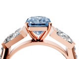 Rose gold Fancy Blue Radiant  Solitaire Baguette Side Stone Channel Set Engagement Ring_7