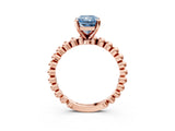 Rose gold Fancy Blue Radiant  Solitaire Beaded Band Prong Setting Ring 3