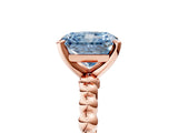 Rose gold Fancy Blue Radiant  Solitaire Beaded Band Prong Setting Ring 5