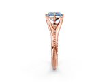 Rose gold Fancy Blue Radiant  Solitaire Beaded Band Six-Prong Setting_2
