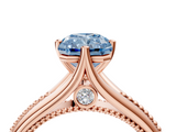 Rose gold Fancy Blue Radiant  Solitaire Beaded Band Six-Prong Setting_4
