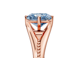 Rose gold Fancy Blue Radiant  Solitaire Beaded Band Six-Prong Setting_5