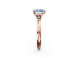Rose gold Fancy Blue Radiant  Solitaire Beaded Band with Four-Prong Setting_30
