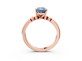 Rose gold Fancy Blue Radiant  Solitaire Beaded Band with Four-Prong Setting_31