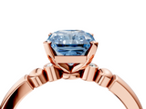 Rose gold Fancy Blue Radiant  Solitaire Beaded Band with Four-Prong Setting_32