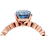 Rose gold Fancy Blue Radiant  Solitaire Bezel Accent Diamond Engagement Ring with Beaded Band and Four-Prong Setting_28