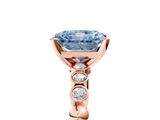 Rose gold Fancy Blue Radiant  Solitaire Bezel Accent Diamond Engagement Ring with Beaded Band and Four-Prong Setting_29