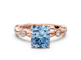 Rose gold Fancy Blue Radiant  Solitaire Bezel-Set Diamond Ring with Beaded Band and Four-Prong Setting_32
