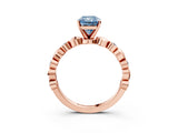 Rose gold Fancy Blue Radiant  Solitaire Bezel-Set Diamond Ring with Beaded Band and Four-Prong Setting_35