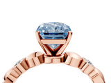 Rose gold Fancy Blue Radiant  Solitaire Bezel-Set Diamond Ring with Beaded Band and Four-Prong Setting_36