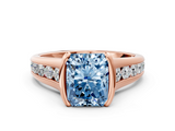Rose gold Fancy Blue Radiant  Solitaire Bezel-Set Diamond Ring with Channel-Set Band_36