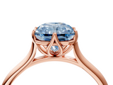 Rose gold Fancy Blue Radiant  Solitaire Cathedral Diamond Ring with Six-Prong Setting_21
