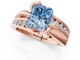 Rose gold Fancy Blue Radiant  Solitaire Channel-Set Split Shank Ring with Tension Prong Setting_4