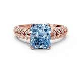 Rose gold Fancy Blue Radiant  Solitaire Chevron Pave Diamond Engagement Ring with Six-Prong Setting_3