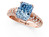 Rose gold Fancy Blue Radiant  Solitaire Chevron Pave Diamond Engagement Ring with Six-Prong Setting_4