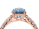 Rose gold Fancy Blue Radiant  Solitaire Chevron Pave Diamond Engagement Ring with Six-Prong Setting_7