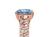 Rose gold Fancy Blue Radiant  Solitaire Chevron Pave Diamond Engagement Ring with Six-Prong Setting_8