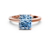 Rose gold Fancy Blue Radiant  Solitaire Diamond Engagement Ring with Four-Prong Setting on a Classic Band_3