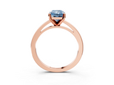 Rose gold Fancy Blue Radiant  Solitaire Diamond Engagement Ring with Four-Prong Setting on a Classic Band_6