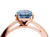 Rose gold Fancy Blue Radiant  Solitaire Diamond Engagement Ring with Four-Prong Setting on a Classic Band_7