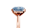 Rose gold Fancy Blue Radiant  Solitaire Diamond Engagement Ring with Four-Prong Setting on a Classic Band_8