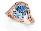 Rose gold Fancy Blue Radiant  Solitaire Diamond Engagement Ring with Pave Band and Four-Prong Setting 2